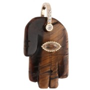 Eye of tiger - Fatma's Hand Pendant, 27x17 mm, Gemstone and Zirconium Oxides, Tiger's Eye Fatma's Hand Pendant, 27x17 mm, Gemstone and Zirconium Oxides, Tiger's Eye