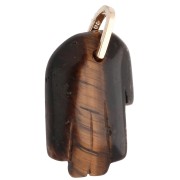 Fatma's Hand Pendant, 27x17 mm, Gemstone and Zirconium Oxides, Tiger's Eye