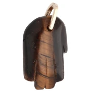 Fatma's Hand Pendant, 27x17 mm, Gemstone and Zirconium Oxides, Tiger's Eye