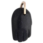 Fatma's Hand Pendant, 27x17 mm, Gemstone Imitation and Zirconium Oxides, Blue Sand Stone