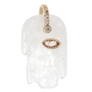 Fatma's Hand Pendant, 27x17mm, Gemstone and Zirconium Oxides, Moonstone
