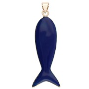 Fish Pendant, 39x11 mm, Epoxy Resin and Zirconium Oxide - Dark Blue - Green