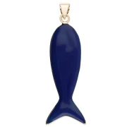 Fish Pendant, 39x11 mm, Epoxy Resin and Zirconium Oxide - Dark Blue - Green