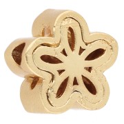 9 mm multi-hole flower bead with mother-of-pearl cabochon - Fine gold plated - White x1
