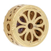 9 mm Ethnic Round Bead with Zirconium Oxides - Fine gold plated - Purple x1