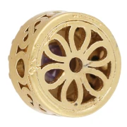 9 mm Ethnic Round Bead with Zirconium Oxides - Fine gold plated - Purple x1