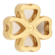 13mm multi-hole clover-shaped beads & imitation mother-of-pearl cabochons - Fine gold plated - White