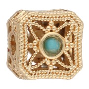 8.5 mm square bead with gemstone-style cabochons - Fine gold plated x1
