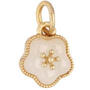 11.5 x 10 mm mother-of-pearl flower charm - Fine gold plated - White x1|raw }}