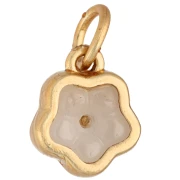 11.5 x 10 mm mother-of-pearl flower charm - Fine gold plated - White x1