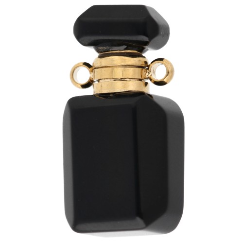 20x10 mm Gemstone Pendant Perfume Bottle - Black Onyx x1