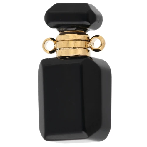 20x10 mm Gemstone Pendant Perfume Bottle - Black Onyx x1