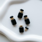 20x10 mm Gemstone Pendant Perfume Bottle - Black Onyx x1
