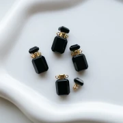20x10 mm Gemstone Pendant Perfume Bottle - Black Onyx x1