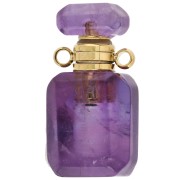 Amethyst - 20x10 mm Gemstone Pendant Perfume Bottle - Amethyst x1 20x10 mm Gemstone Pendant Perfume Bottle - Amethyst x1