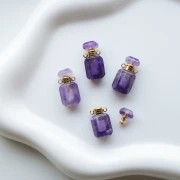 20x10 mm Gemstone Pendant Perfume Bottle - Amethyst x1