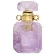Amethyst - 20x10 mm Gemstone Pendant Perfume Bottle - Light Amethyst x1 20x10 mm Gemstone Pendant Perfume Bottle - Light Amethyst x1