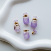 20x10 mm Gemstone Pendant Perfume Bottle - Light Amethyst x1