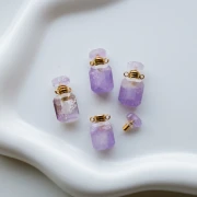20x10 mm Gemstone Pendant Perfume Bottle - Light Amethyst x1