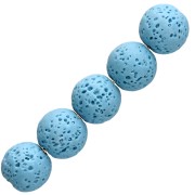 Blue - 7 mm Round Beads Made of Dyed Lava Stone - Blue x15 7 mm Round Beads Made of Dyed Lava Stone - Blue x15