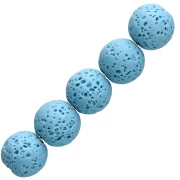 7 mm Round Beads Made of Dyed Lava Stone - Blue x15