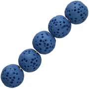 9 mm round dyed lava stone beads - Dark blue x10