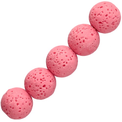 9 mm Round Dye-Treated Lava Stone Beads - Pink x10