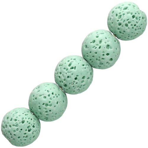 9 mm Round Beads Made of Dyed Lava Stone - Light Green x10