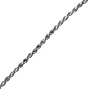 Faceted olive-shaped beads, 5x3 mm, hematite imitation, 39 cm