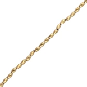Faceted olive-shaped beads, 5x3 mm, hematite imitation, gold, 39 cm