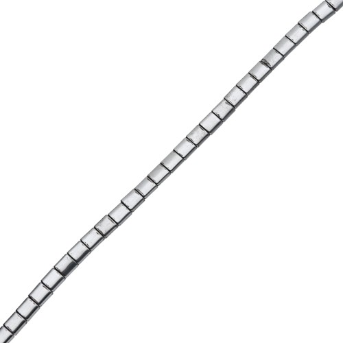 Flat square beads, 2 holes, 5x5x1.9 mm, hematite imitation, 38 cm