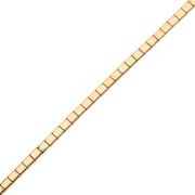 Flat square beads, 2 holes, 5x5x1.9 mm, imitation hematite, gold, 39.5 cm