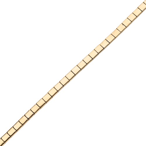Flat square beads, 2 holes, 5x5x1.9 mm, imitation hematite, Light Gold, x39.5 cm