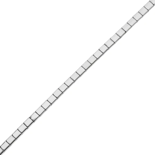 Flat Square Beads, 2 Holes, 5x5x1.9 mm, Hematite Imitation, Silver, 38 cm