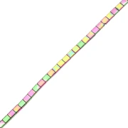 Flat square beads, 2 holes, 5x5x1.9 mm, hematite imitation, Iris, 38 cm