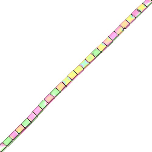Flat square beads, 2 holes, 5x5x1.9 mm, hematite imitation, Iris, 38 cm