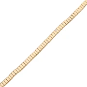 Flat 2-hole beads, 5x2.3x1.9 mm, hematite-look, gold, 39 cm