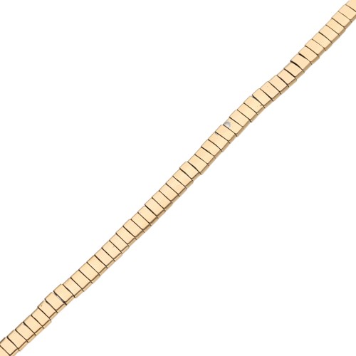 Flat 2-hole beads, 5x2.3x1.9 mm, hematite imitation, gold, 40 cm