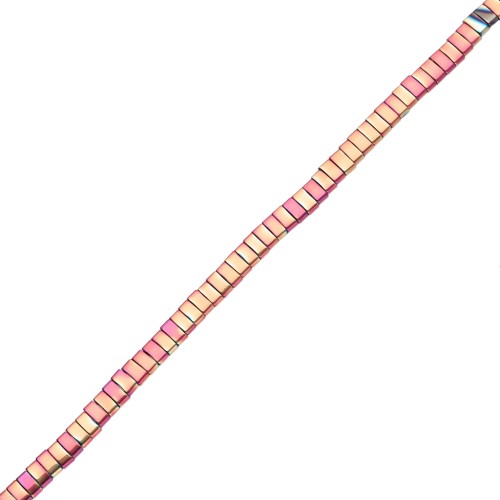 Flat 2-hole beads, 5x2.3x1.9 mm, hematite imitation, Multi Rose, 40 cm