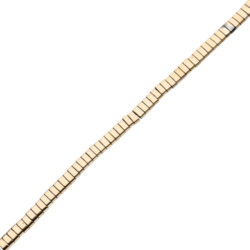 Flat 2-hole beads, 5x2.3x1.9 mm, imitation hematite, Light Gold, 39 cm