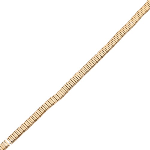 Flat 2-hole beads, 5x1.2x1.9 mm, hematite imitation, gold, 39 cm