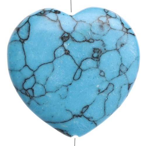 25 mm heart-shaped imitation gemstone bead - Turquoise x1