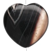25 mm gemstone heart bead - Black agate x1
