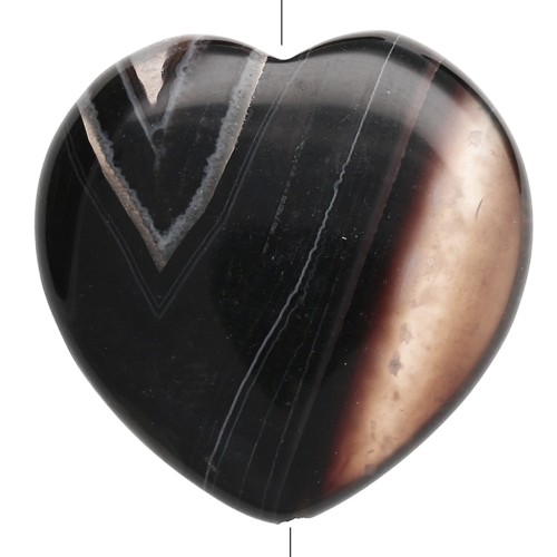 25 mm gemstone heart bead - Black agate x1