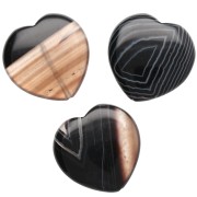 25 mm gemstone heart bead - Black agate x1