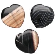 25 mm gemstone heart bead - Black agate x1