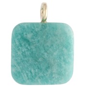 33x25 mm faceted square pendant made of gemstone and a CZ heart - Amazonite x1