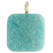 33x25 mm faceted square pendant made of gemstone and a CZ heart - Amazonite x1