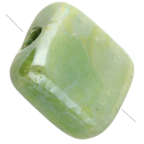 10 mm square ceramic bead - Light Green x1