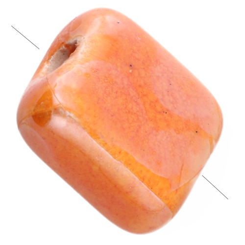 10 mm square ceramic bead - Orange x1